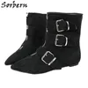 Sorbern large cheville Cosplay bottes femmes chaussures plates unisexe grande taille EU34 -48 chaussons courts personnalisés pour les commandes privées