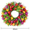 Dekoracyjne kwiaty wieńce 40 cm Tulip Wreńka impreza Sztuczny kwiat do drzwi przednie wiszące wisząca dekoracje ślubne dekoracja