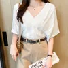 Kvinnors blusar skjortor Wishertong Korean Fashion Women Elegant Summer Tops Batwing Sleeve Top Female Blusas Mujer de Moda 2022 White