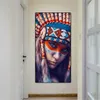 Moderne coloré tribu fille plume guerrier toile peinture affiches et impression mur Art photo pour salon décor à la maison Cuadros