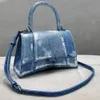 2022 Hourglass XS Handbag Bhinestone Bag Bag Gray Suede Calfskin Bag Silver Hardware Counter Bag Bage Pouch Pouch Black Pink Bars