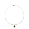 Подвесные ожерелья 925 Стерлинговое серебро Изумруд Кристаллический Геометрический Круг Подвеска c