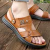 Sandálias mensagens de couro genuíno sapatos de direção macia calçados verão 2022 homem chinelos sandalias hombre zapatis de verano talla 43 44