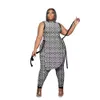 Лето XL-5XL Print Plus Plus Size Tracksuits для женщин безрегулярных топоров кроссовки и повседневные штаны Свободные две части PH13268