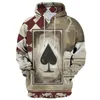 Felpa con cappuccio con stampa 3d grafica Poker uomo primavera autunno unisex streetwear giacca pullover casual abbigliamento da uomo 220725
