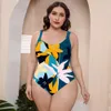 Damen-Bademode in Übergröße, modischer Badeanzug, Badebekleidung, Strandmode, siamesisch, mehrfarbig, einteiliger Druck, kein BH, Bügel, Unterstützung, Sommer-Badeanzüge, Bikinis 01