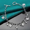 925 Sterling Silver High Heels Bag Pendant Armband Chain For Women Charm Wedding Engagement Jewelry