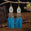 Dangle & Chandelier Jhumka White Feather Earrings For Women Ohrringe 2022 Long Bohemian Water Drop Tassel Earings Ethnic Boho Jewelry Hanger