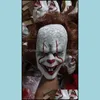 Maschere per feste Forniture festive Home Garden Sile Movie Stephen Kings It 2 Joker Pennywise Mask Fl Face Horror Clown Late Dhqc815091103234417