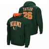 C2604 Mitness Custom Miami Hurricanes College Futbol Hoodie NCAA Koleji Ray Lewis Ryan Rizk Sean Taylor Michael Irvin Jarrid Williams Ed Reed Al Blades