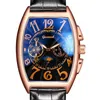 손목 시계 Frank 같은 디자인 한정판 가죽 투어 빌론 기계식 시계 Muller Mens Tonneau 최고 남성 선물