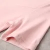 Abito estivo a maniche corte girocollo a metà polpaccio Abiti t-shirt casual eleganti divisi in tinta unita nero / rosa 22A194025