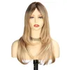 60cm New Women's Long mixed Middle Part Ombre Wavy Cosplay Party Hair Full Wig