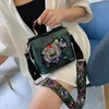 Vintage Embroidery Elephant Bag Bags Wide Butterfly Strap PU Leather Women Shoulder Crossbody Bag Tote Women's Handbags Purses 220413