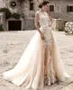 Zeemeermin trouwjurk aankomst kanten lange kanten moslimvestido de noiva romantische appliques ruches bruidsjurken zuhair murad wo -jurk