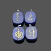 Natural Lapis Lazuli Energy Stone Necklace Healing Master Prop Chakra Four Element Reiki Symbol Men Women Pendant Amulet Pendulum 285U