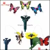 Garden Decorations Patio Lawn Home Vibration Solar Power Dancing Flying Fluttering Butterflies Hummingbird Decor Drop Delivery 2021 Gxtpf