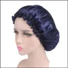 Bonnet/Skl Casquettes Chapeaux Chapeaux Foulards Gants Accessoires De Mode Femmes Long Cheveux Soins Chapeau Couleur Unie Nuit Sommeil Réglable Satin Bonnet Sil