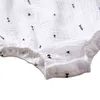 Bébé garçon vêtements enfant en bas âge infantile sans manches mignon impression combinaisons tenues d'été nouveau-né mousseline coton lin bébé filles barboteuses G220521