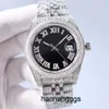 Full Diamond Watch Mens Otomatik Mekanik Saatler 41mm Diamond Stepded Steel Women Business Wristwatches Bilezik Montre De Luxe Gif XXXW