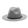BERETS 2022高品質のファッションウールの女性は、リベットベルトのストライプでジャズフェドーラの帽子を感じました。