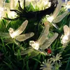 Corde Impermeabile Decorazione per feste di Natale da giardino per esterni Luci a LED solari per esterni 20 Strisce per pannelli a forma di libellula Stringhe a LEDLED