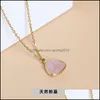 Arts And Crafts Natural Stone Pendant Crystal Necklace Triangle Amethyst Rose Quartz Chakra Healing Jewelry For Women Drop Sports2010 Dhc5Y