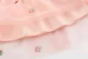 Sommer neue Kinderkleidung weibliches Baby kurzärmeliges süßes erdbeerbesticktes rosa Garnkleid 1-4 Jahre