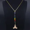 Pendentif Colliers Yoga Bouddha 7 Couleur Chakra Pierre Chaîne En Acier Inoxydable Femmes Or Long Bijoux Gargantilla N1211S04Pendant