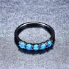 Обручальные кольца Bamos Boho Женский маленький каменное кольцо синий огонь опал для женщин чернокожие золотые ленты простые круглые звонка