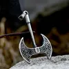 Naszyjniki wisiorek vintage dwustronny topór wikingowy dla mężczyzn stal nierdzewna Nordic Celtic Węzeł Naszyjnik Unikalny amulet biżuterię Wholepealepe