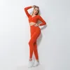 Yoga Outfit Gym Femme Survêtement Sans Couture Ensemble Sport Mention Hanche Leggings Fitness Costume Respirant Soutien-Gorge À Manches Longues Haut Costumes D'entraînement