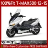Yamaha için Enjeksiyon Kalıp Fairings Tmax-500 MAX-500 T Max500 12-15 gövdeyi 113no.6 Tmax Max 500 Tmax500 12 13 14 15 T-Max500 İnci Beyaz 2012 2013 2014 2015 OEM gövdesi