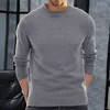 Men Sweater Solid Color Soft ademende anti-pilling slanke fit ronde nek lange mouw gebreide elastische herfst trui mannen kleding l220730