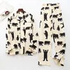 Simpatico orso bianco pigiama in cotone spazzolato 100% autunno moda casual animale indumenti da notte uomo homewear pigiama sexy mujer 220705