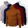 男性用セーターメン冬のタートルネック長袖温かいセータースリムプルオーバーツイストニットウェアハイカラー衣料品
