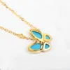 2022 Top qualité S Sier Charm Pendentif Collier Forme de papillon avec couleur bleue en plaqué or pour femmes bijoux de mariage cadeau ont boîte timbre PS7681