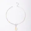 Meetvii Trendy Butterfly Pearl Chain Necklace for Women Girl Asymmetry Charming Summer Shell Pendant Necklace Boho Jewelry