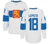 SJ98 2016 Dünya Hokey Finlandiya Takımı Jersey Dünya Kupası 12 Jori Lehtera 18 Sami Lepisto 19 Mikko Koskinen 64 Mikael Granlund Özel Hokey Formaları