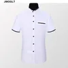 Coloque de Moda de Moda de Verão Camisa de Manga Curta Men de Casos Coreanos de Algodão Slim Butão Butão Branco Oxford Camisetas 4xl 5xl 210412