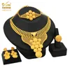 ANIID Ethiopia Dubai Luxury 24K Gold Plated Jewelry Set Choker Necklace Earring Ring For Women Wedding Indian African Jewellery 220726