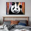 Moderne graffiti art gekleurde panda schilderij impressão impressão nórdica decoração de casa arte foto voor woonkamer decoratie frameloze