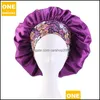 Beanie/Skl Caps Hats Hats Scarves Gloves Fashion Accessories New Extra Large Women Sleep Cap Floral Print Soft Wide Hair Bonnet Satin Er