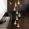 Pendant Lamps Modern Full Brass Led Kitchen Dining Room Bar Crystal Adjust Hanging Decor Stair LightPendant