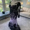 Gothic Lilac Mermaid Hochzeitskleid mit abnehmbarer Zug schwarzer Spitze Langarm Rückenfreies Boho Country Hochzeitskleid Frauen Braut Robe de Mariee Vestidos Novia 2022