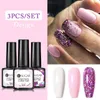 NXY Nail Gel 3 stks Poolse Set Glitter Kleur Vernis Hybrid Alles voor Art Design Manicure Semi Permanente Basis Top 0328