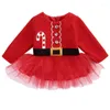 Abiti da ragazza Xmas Kids Baby Girl Dress Christmas Pageant Tutu Pizzo manica lunga Princess Autumn Outfit Casual Party ClothesGirl's