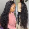 Medium Brown Color Curly Wigs For Black Women Brazilian Simulation Human Hair Long Deep Wave Synthetic Lace Front Wig Natural Hairline