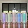 12oz 16oz Sublimation iridescent Glow in the Dark Glass Can tumblers Rainbow Glasses Shimmer Beer Glass Tumbler Frosted Drinkingtu1400334