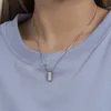 Chaîne en acier inoxydable simple avec collier pendentif cube pour les femmes à la mode couleur argent collier ras du cou bijoux de mode cadeaux